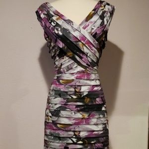 Adrianna Papell multicolored sheath layered dress